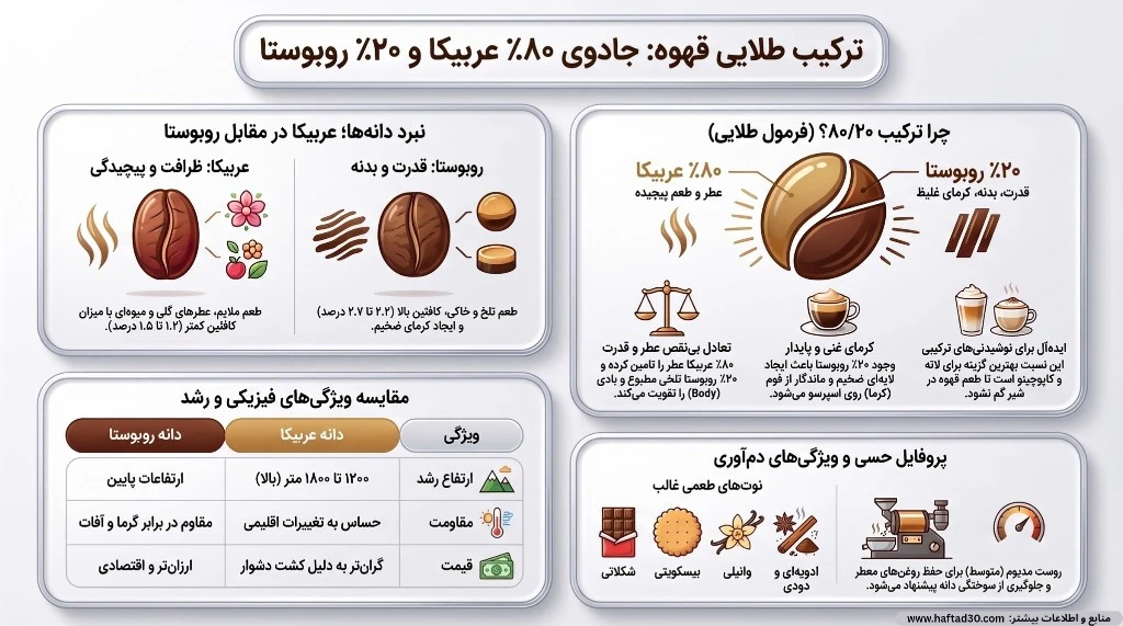 اینفوگرافیک قهوه 80 درصد عربیکا